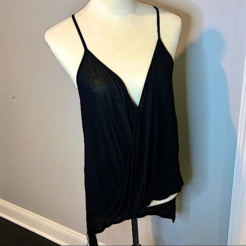 Zara W & B Collection Draped Crossover Tank Top